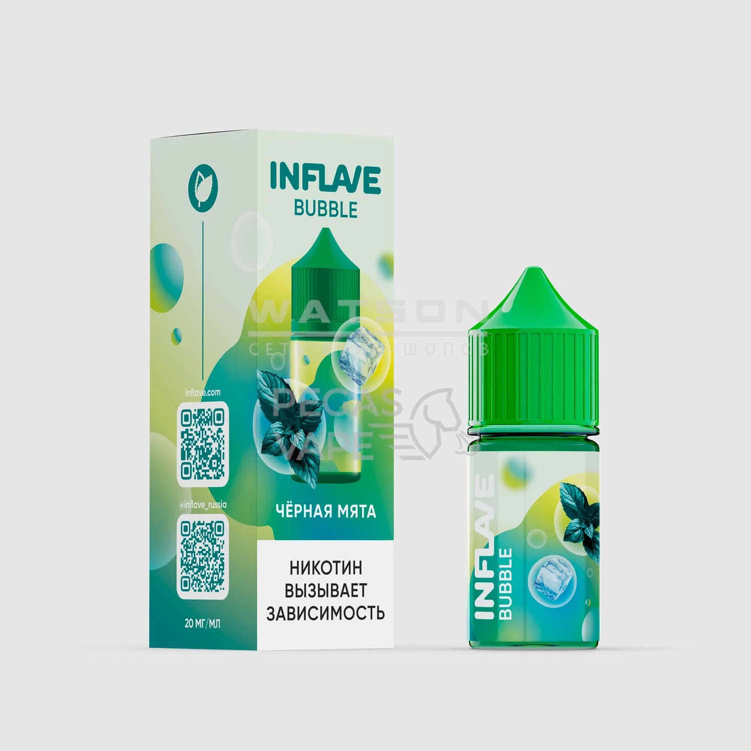 Жидкость INFLAVE BUBBLE (Черная мята) 30 мл 2% (20 мг/мл) Жидкость INFLAVE BUBBLE (Черная мята) 30 мл 2% (20 мг/мл)