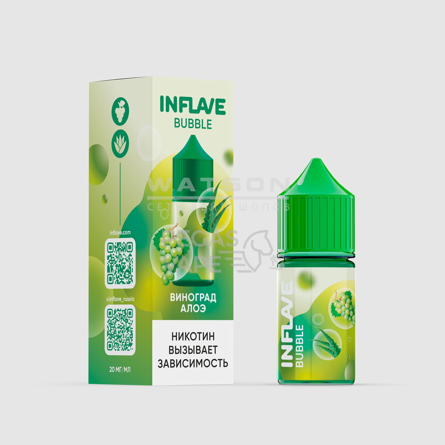 Жидкость INFLAVE BUBBLE (Виноград Алое) 30 мл 2% (20 мг/мл) Жидкость INFLAVE BUBBLE (Виноград Алое) 30 мл 2% (20 мг/мл)