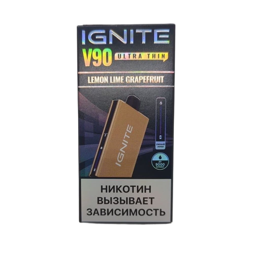 Электронная сигарета IGNITE V-90 (9000) GOLD  (Лимон лайм грейпфрут)