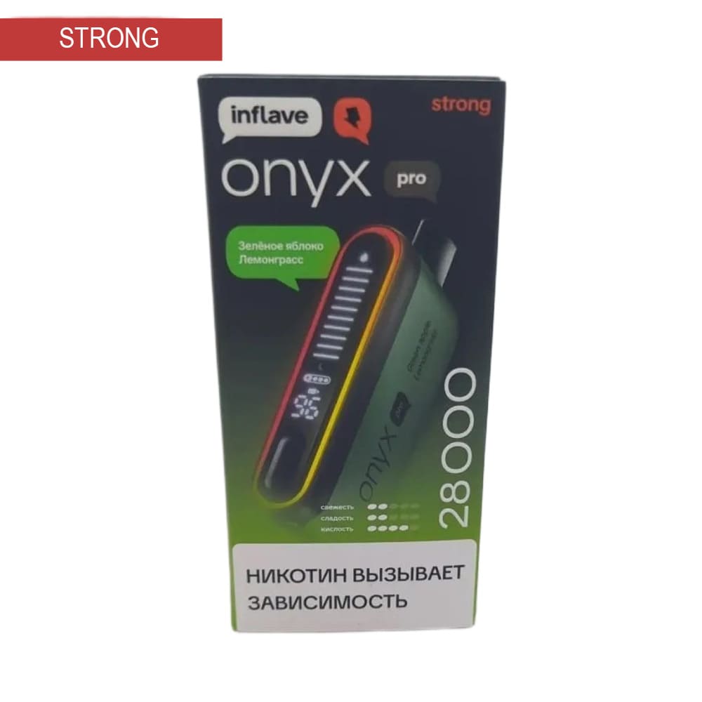 Электронная сигарета INFLAVE ONYX PRO STRONG 28000 (Зеленое яблоко лемонграсс)